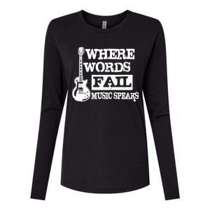 Where Words Fail Music Speaks Womens Cotton Relaxed Long Sleeve T-Shirt