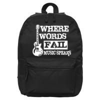 Where Words Fail Music Speaks 16 in Basic Backpack