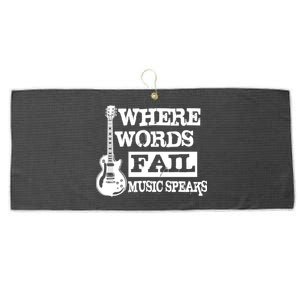 Where Words Fail Music Speaks Large Microfiber Waffle Golf Towel