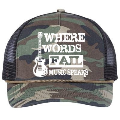 Where Words Fail Music Speaks Retro Rope Trucker Hat Cap