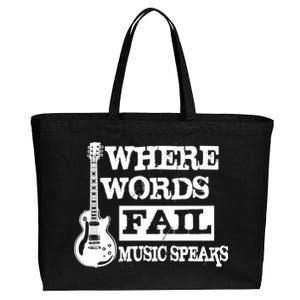 Where Words Fail Music Speaks Cotton Canvas Jumbo Tote