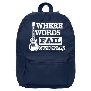 Where Words Fail Music Speaks 16 in Basic Backpack