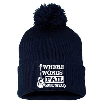 Where Words Fail Music Speaks Pom Pom 12in Knit Beanie