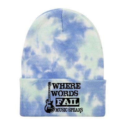 Where Words Fail Music Speaks Tie Dye 12in Knit Beanie