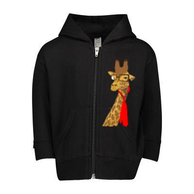 Where Would a Giraffe Wear a Tie? - Red Neck Tie Toddler Zip Fleece Hoodie