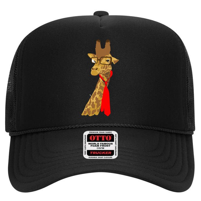 Where Would a Giraffe Wear a Tie? - Red Neck Tie High Crown Mesh Back Trucker Hat