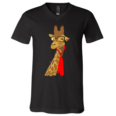 Where Would a Giraffe Wear a Tie? - Red Neck Tie V-Neck T-Shirt