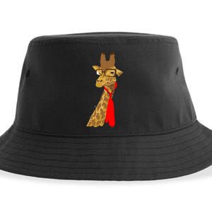 Where Would a Giraffe Wear a Tie? - Red Neck Tie Sustainable Bucket Hat