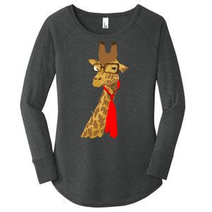 Where Would a Giraffe Wear a Tie? - Red Neck Tie Women's Perfect Tri Tunic Long Sleeve Shirt