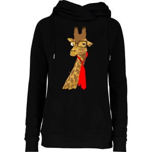 Where Would a Giraffe Wear a Tie? - Red Neck Tie Womens Funnel Neck Pullover Hood