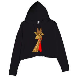 Where Would a Giraffe Wear a Tie? - Red Neck Tie Crop Fleece Hoodie