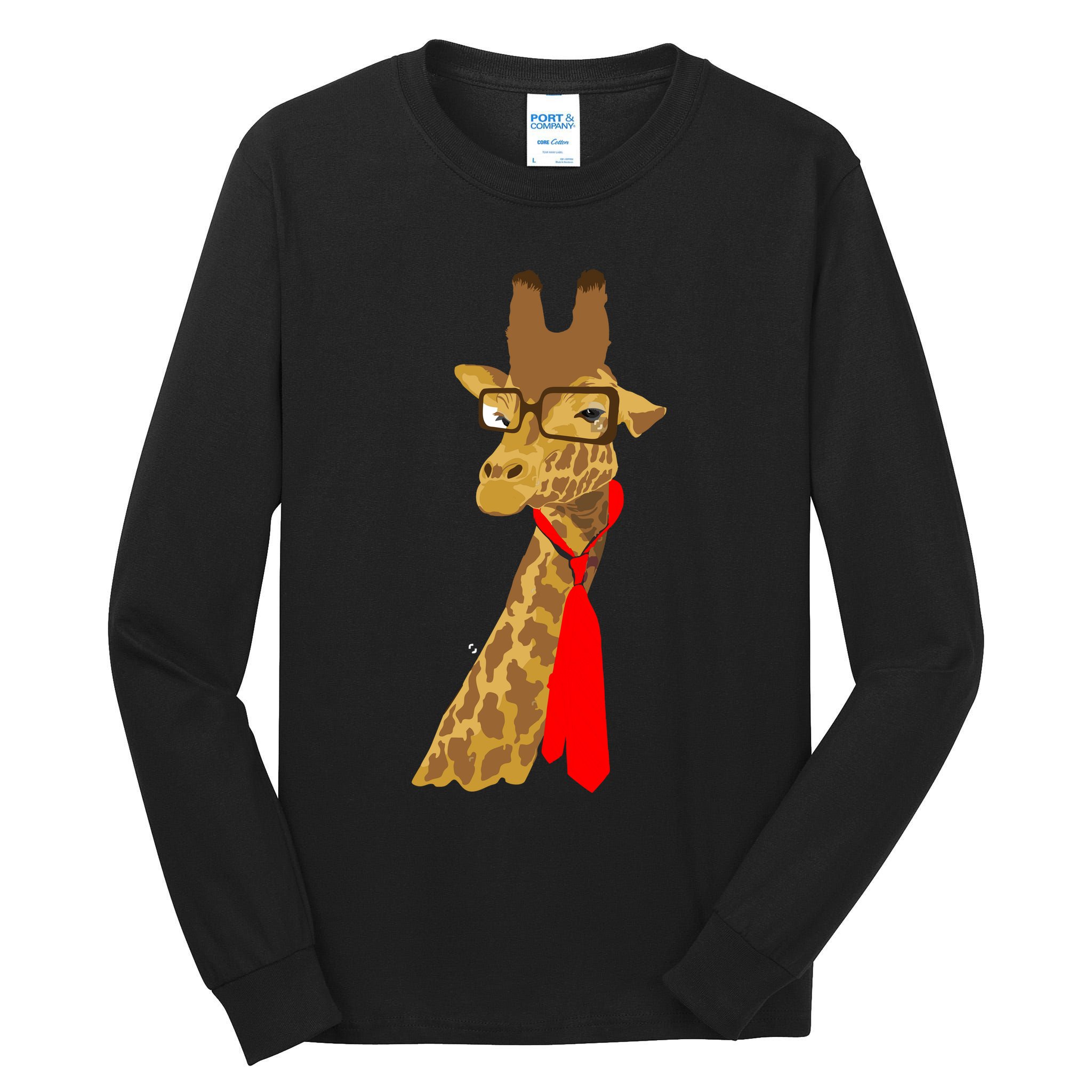 Where Would a Giraffe Wear a Tie? - Red Neck Tie Tall Long Sleeve T-Shirt