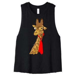 Where Would a Giraffe Wear a Tie? - Red Neck Tie Women's Racerback Cropped Tank