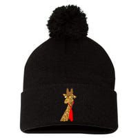 Where Would a Giraffe Wear a Tie? - Red Neck Tie Pom Pom 12in Knit Beanie