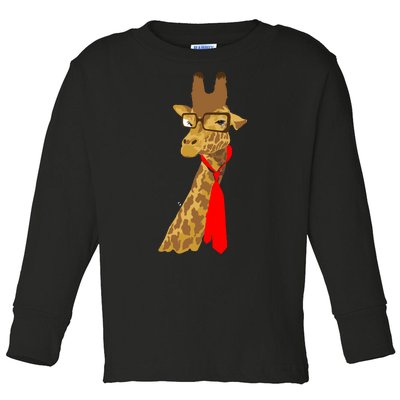 Where Would a Giraffe Wear a Tie? - Red Neck Tie Toddler Long Sleeve Shirt