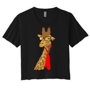 Where Would a Giraffe Wear a Tie? - Red Neck Tie Women's Crop Top Tee