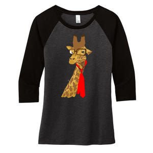 Where Would a Giraffe Wear a Tie? - Red Neck Tie Women's Tri-Blend 3/4-Sleeve Raglan Shirt