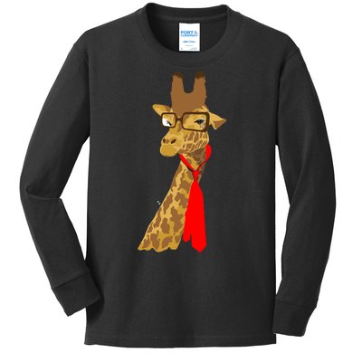 Where Would a Giraffe Wear a Tie? - Red Neck Tie Kids Long Sleeve Shirt