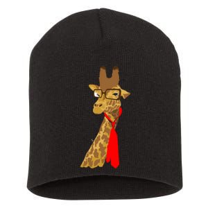 Where Would a Giraffe Wear a Tie? - Red Neck Tie Short Acrylic Beanie