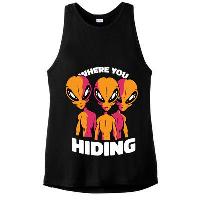 Where You Hiding Creepy Aliens Ladies PosiCharge Tri-Blend Wicking Tank