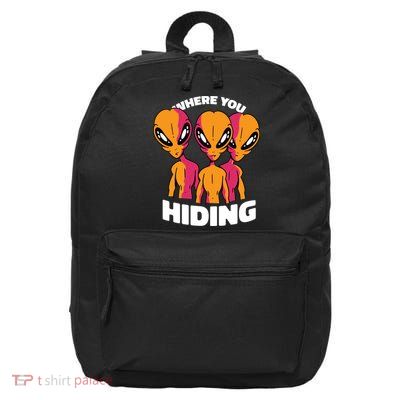 Where You Hiding Creepy Aliens 16 in Basic Backpack