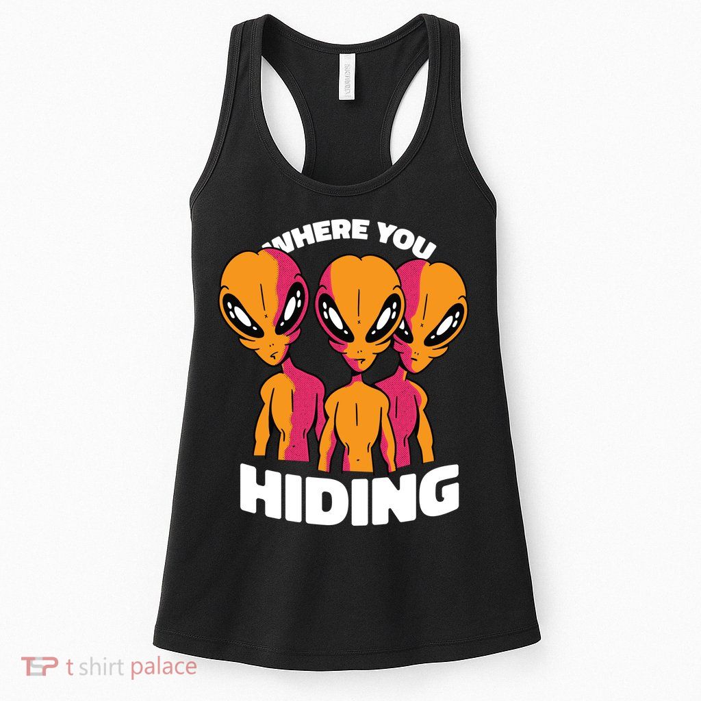 Where You Hiding Creepy Aliens Womens Tank Top
