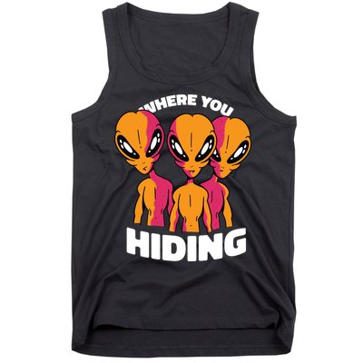 Where You Hiding Creepy Aliens Tank Top