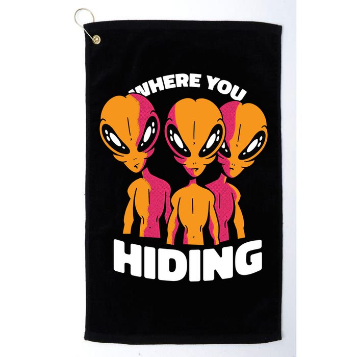 Where You Hiding Creepy Aliens Golf Towel