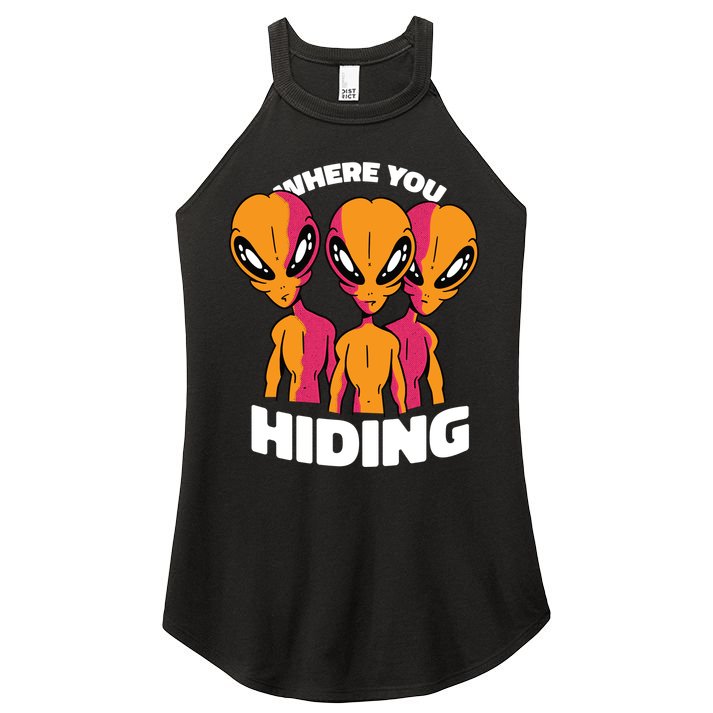 Where You Hiding Creepy Aliens Women's Perfect Tri Rocker Tank
