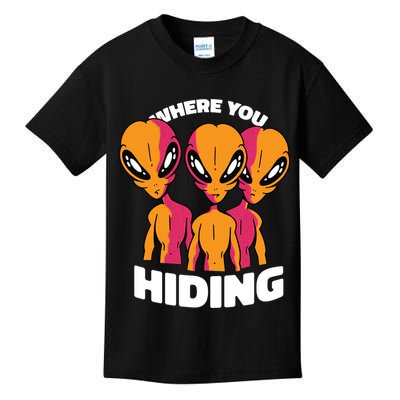 Where You Hiding Creepy Aliens Kids T-Shirt