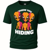 Where You Hiding Creepy Aliens Cooling Performance Crew T-Shirt