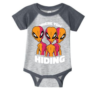 Where You Hiding Creepy Aliens Infant Baby Jersey Bodysuit