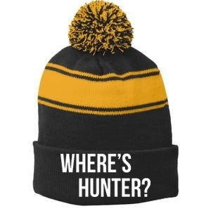 Where's Hunter President Trump Stripe Pom Pom Beanie