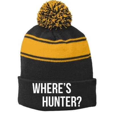 Where's Hunter President Trump Stripe Pom Pom Beanie