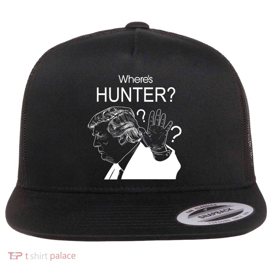 Where's Hunter Trump Rally Flat Bill Trucker Hat