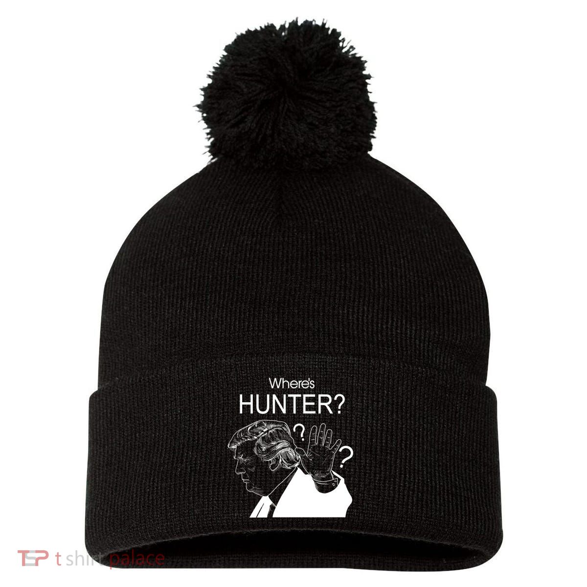 Where's Hunter Trump Rally Pom Pom 12in Knit Beanie
