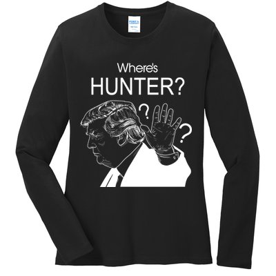 Where's Hunter Trump Rally Ladies Long Sleeve Shirt