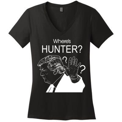 Where's Hunter Trump Rally Women's V-Neck T-Shirt