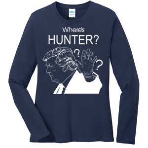 Where's Hunter Trump Rally Ladies Long Sleeve Shirt