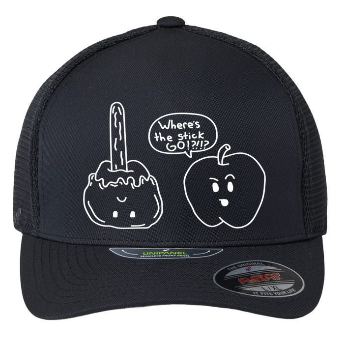 Wheres the Stick Go? Caramel Apple Flexfit Unipanel Trucker Cap
