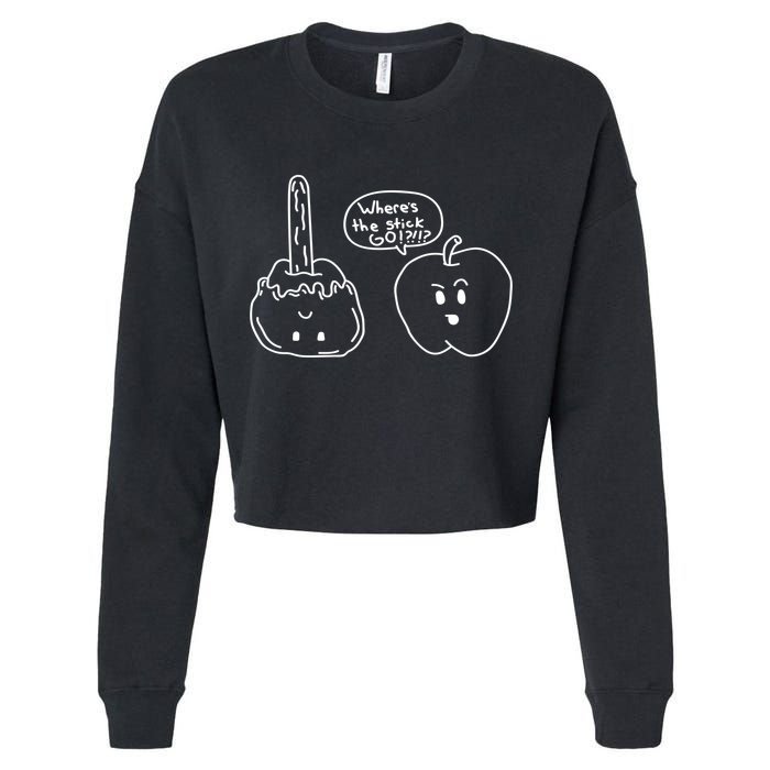 Wheres the Stick Go? Caramel Apple Cropped Pullover Crew