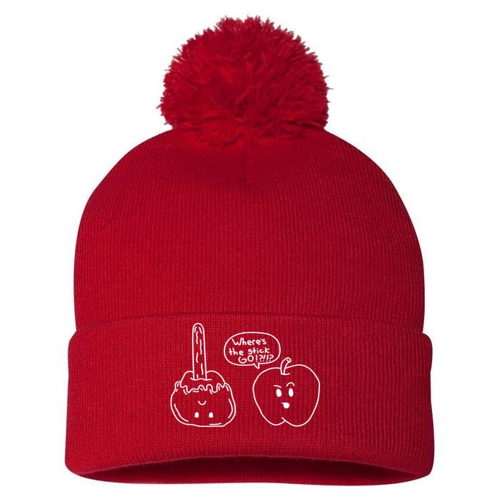 Wheres the Stick Go? Caramel Apple Pom Pom 12in Knit Beanie