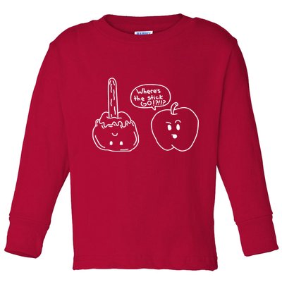 Wheres the Stick Go? Caramel Apple Toddler Long Sleeve Shirt
