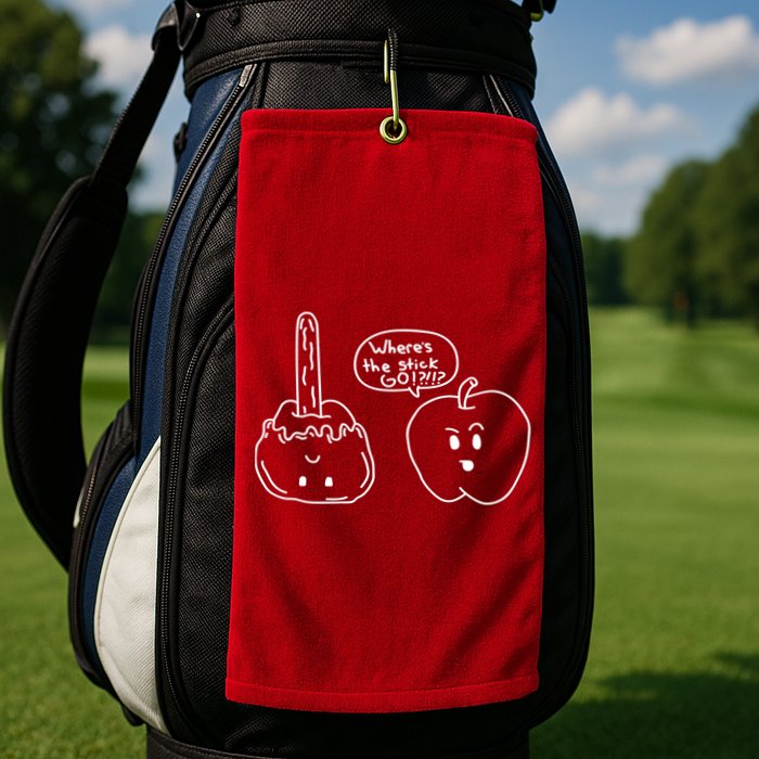 Wheres the Stick Go? Caramel Apple Golf Towel