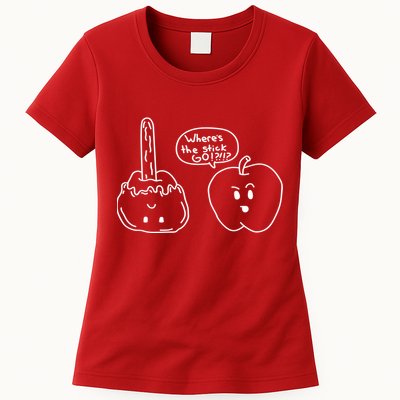 Wheres the Stick Go? Caramel Apple Womens T-Shirt