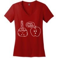 Wheres the Stick Go? Caramel Apple Women's V-Neck T-Shirt