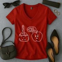 Wheres the Stick Go? Caramel Apple Women's V-Neck T-Shirt