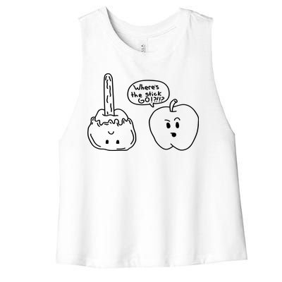 Wheres the Stick Go? Caramel Apple Women's Racerback Cropped Tank