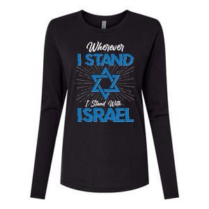 Wherever I Stand I Stand With Israel Womens Cotton Relaxed Long Sleeve T-Shirt