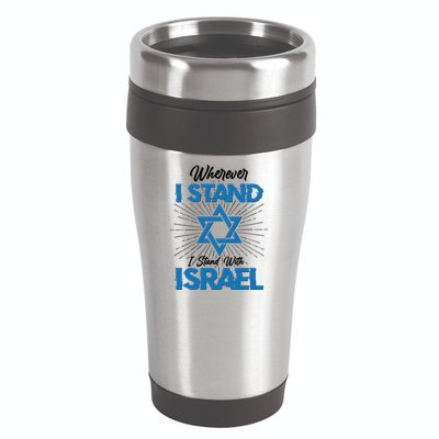 Wherever I Stand I Stand With Israel 16oz Travel Tumbler